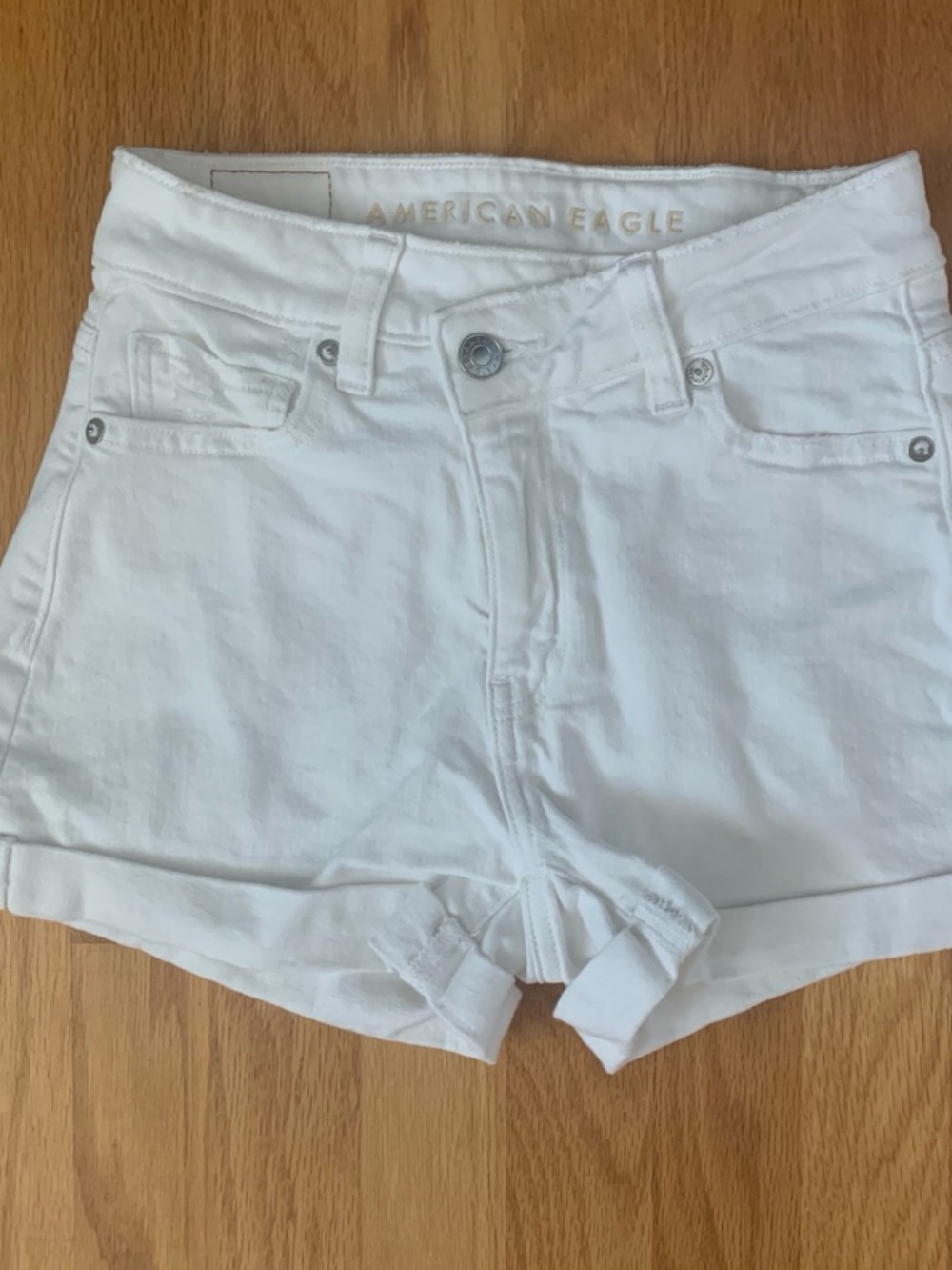 American Eagle Outfitters White Cuffed Denim Shorts